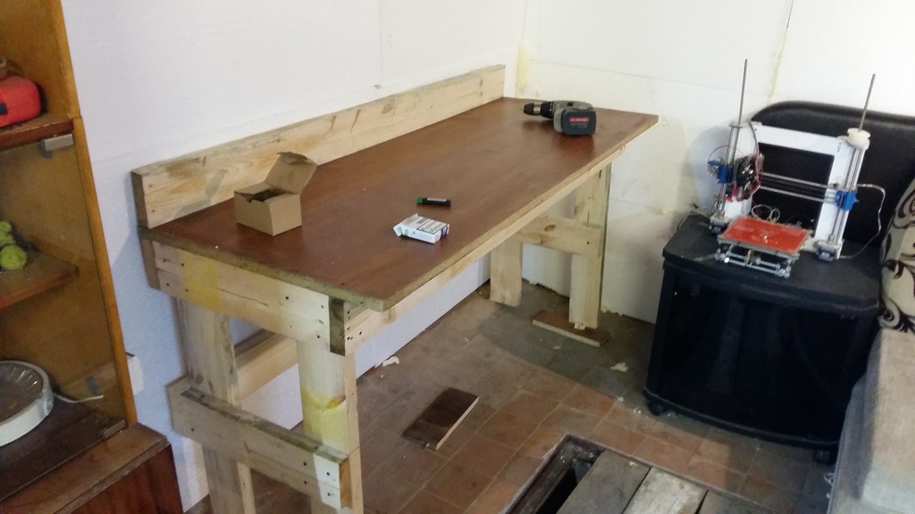 wooden garage table from the old door