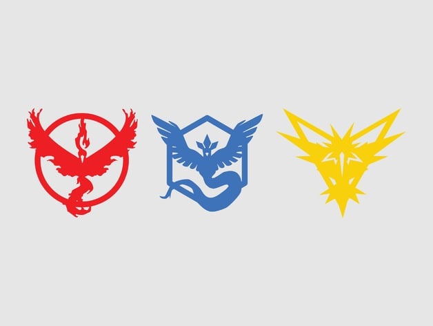 Print+Laser Cut Optimized Pokemon GO Team Emblems