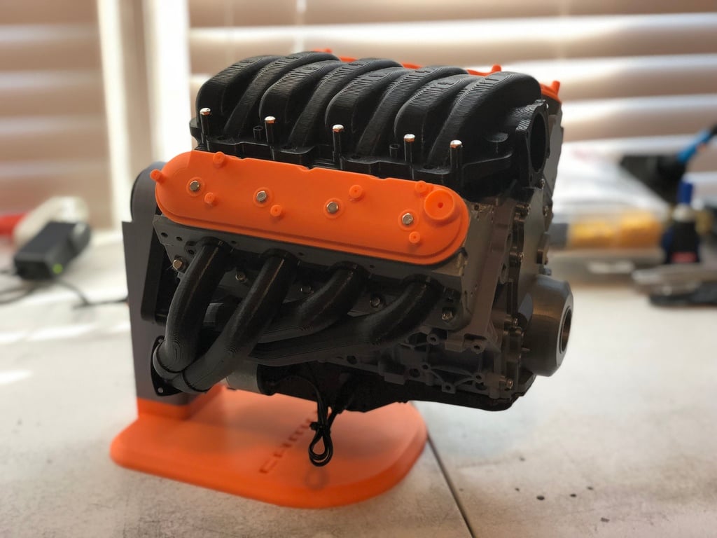 3D Printed Rotating LS3 Engine Display Stand - Remix