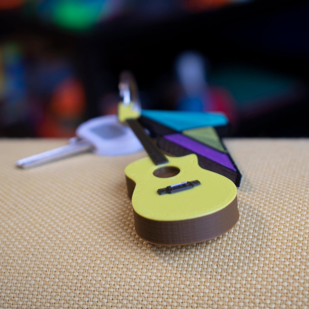 Multi-Color Guitar Keychain