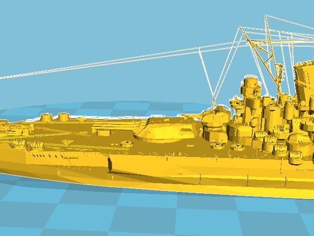 Yamato Battle ship model cut into 2
