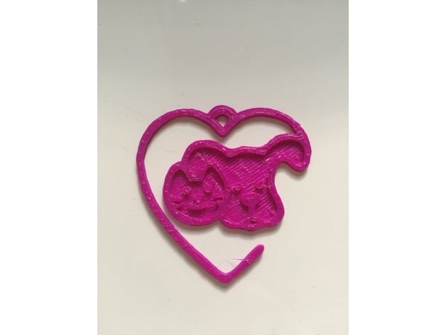 Heart Pendant With Dog And Cat