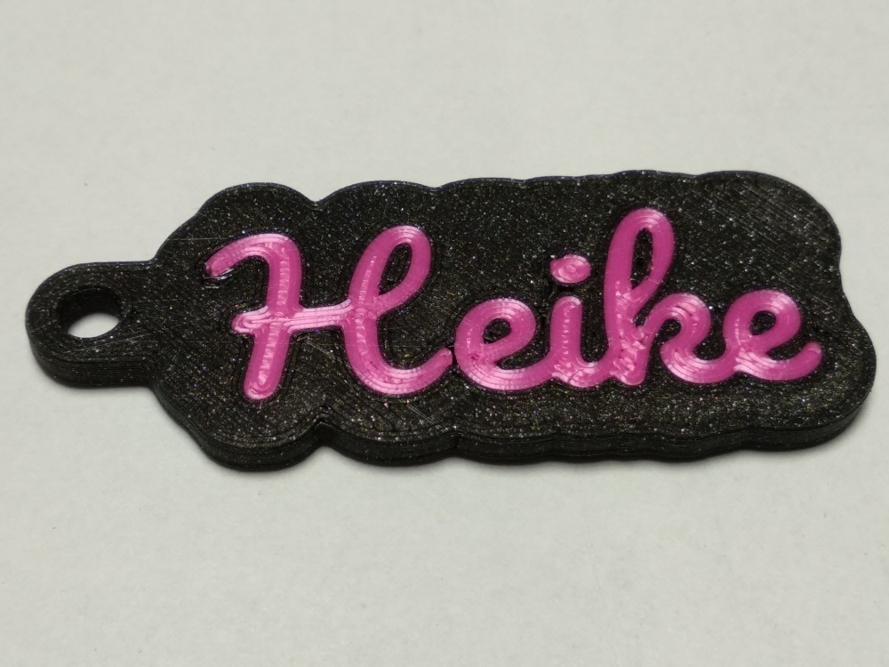 Double sided key chain for multi material printing with your name