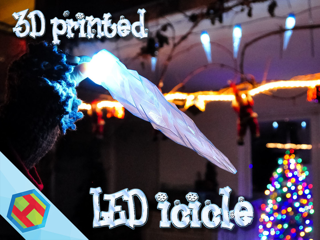 3D printed LED icicle Christmas decoration