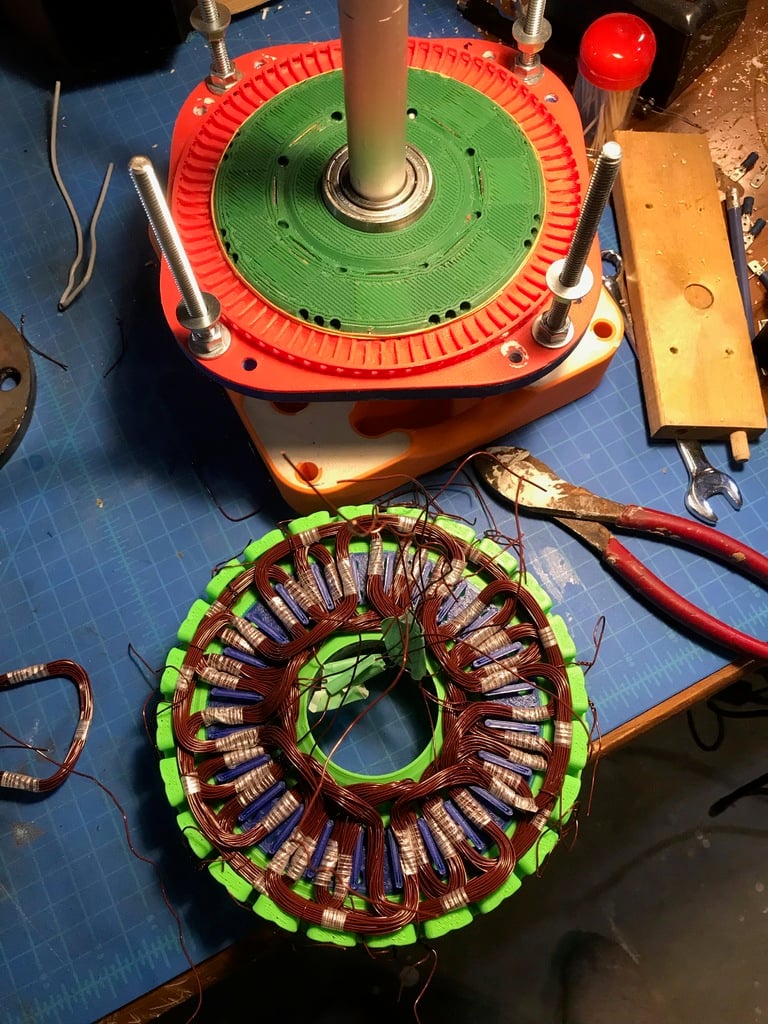 3D printed axial flux alternator with poured in place structure