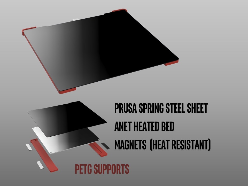 Removable Prusa Sping Plate Adapter for Anet Heat Bed