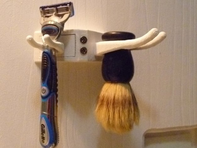 Razor and shaving brush holder