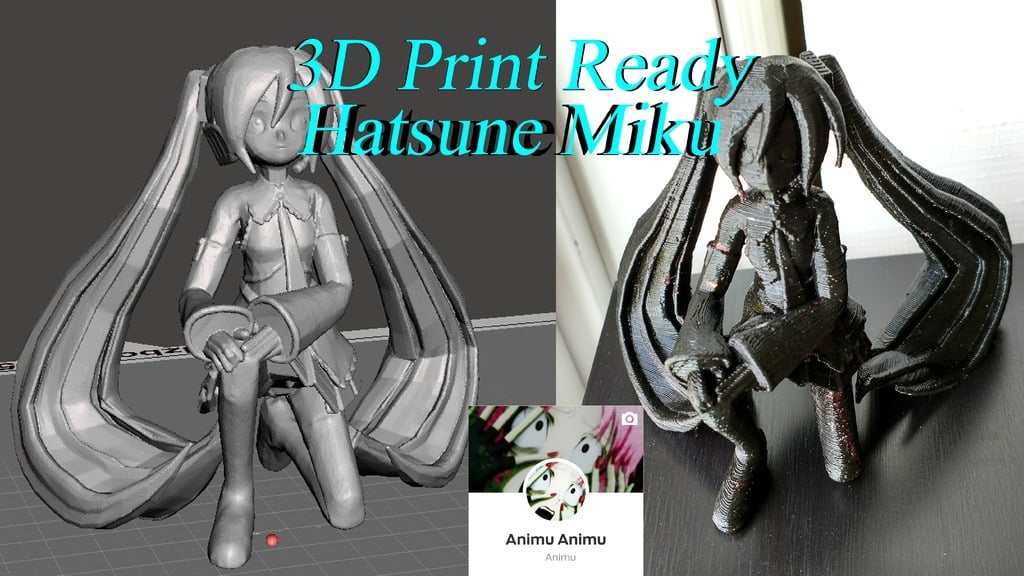 3D PRINT READY!! Miku Hatsune crouching 