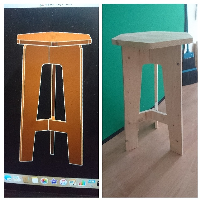 Recycled/reclaimed wood hexagonal stool