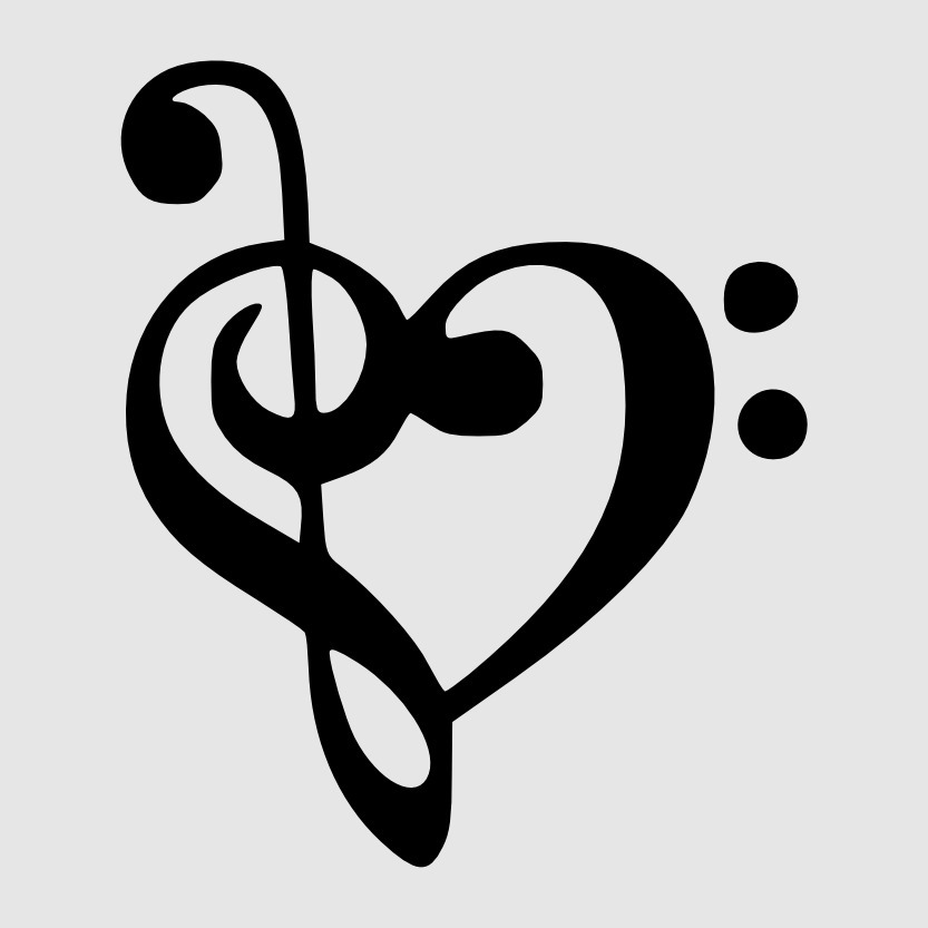 heart clef bass treble pendant