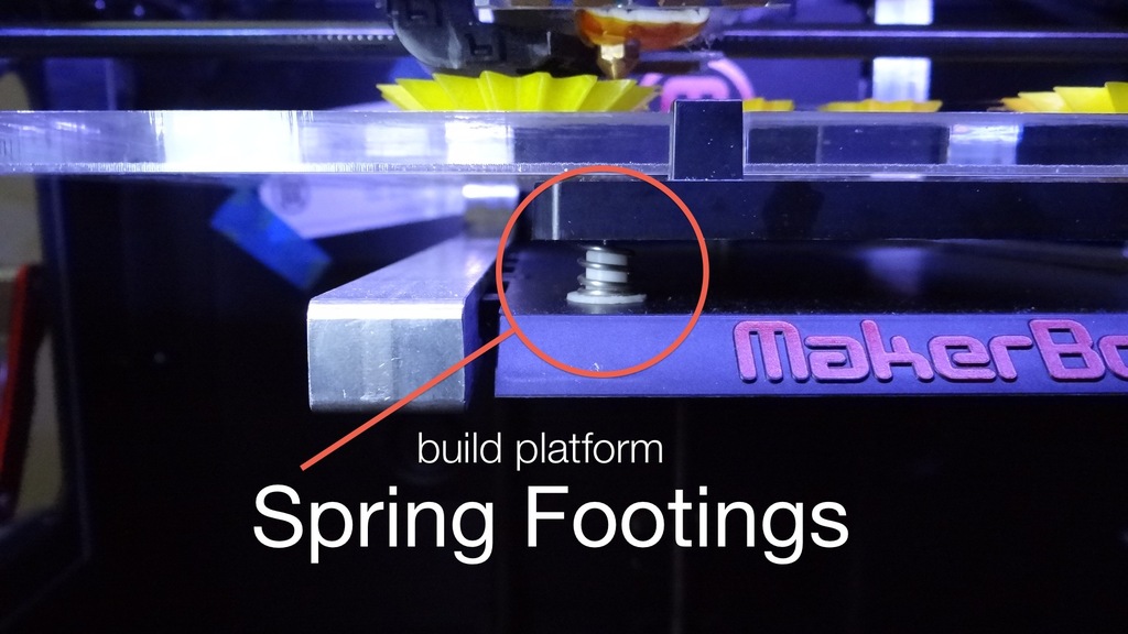 Customizable Spring Footings for Replicator 2/2X Build Plate