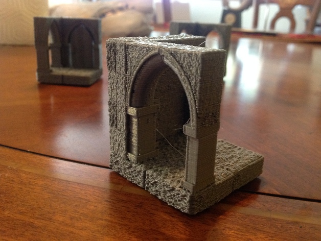 Gothic RPG Tile - 2x2 corner with left open archway
