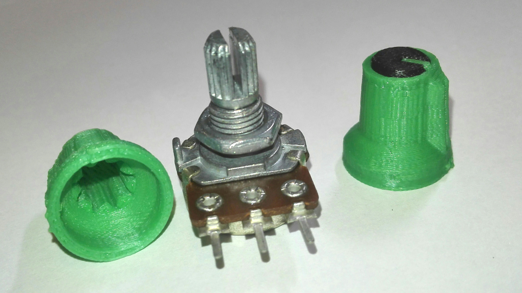 Rotating knobs for volume control for potentiometer with 6 mm knurled shaft, Height 15.8 mm.