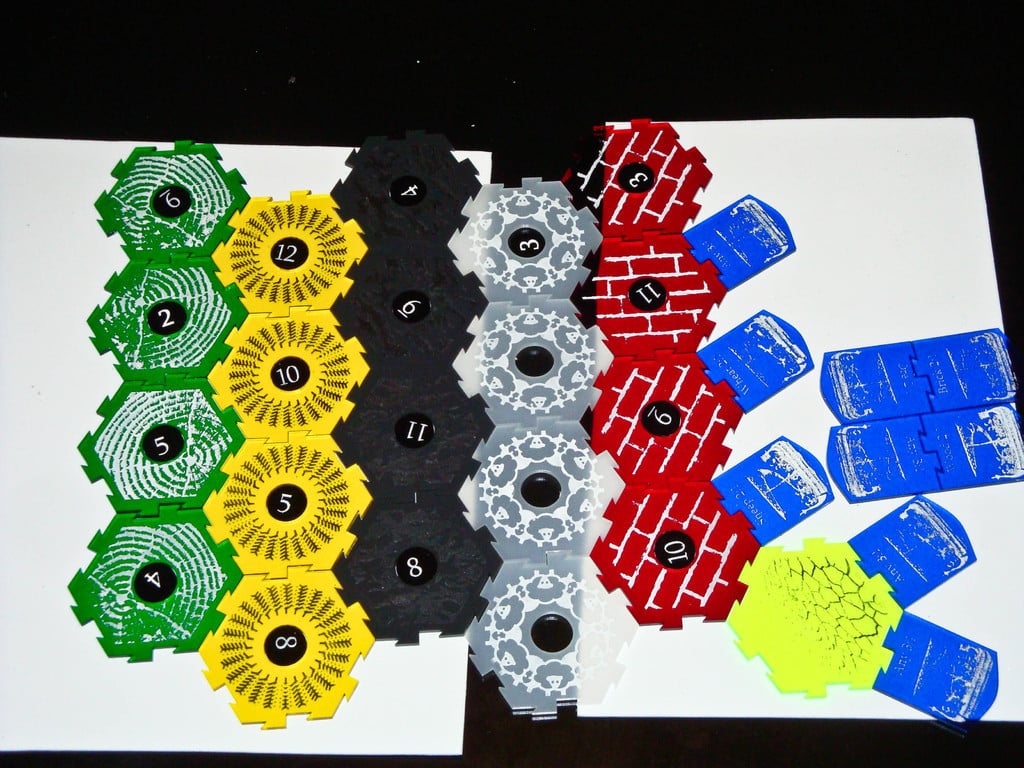 Lasercut tiles for Settlers of Catan