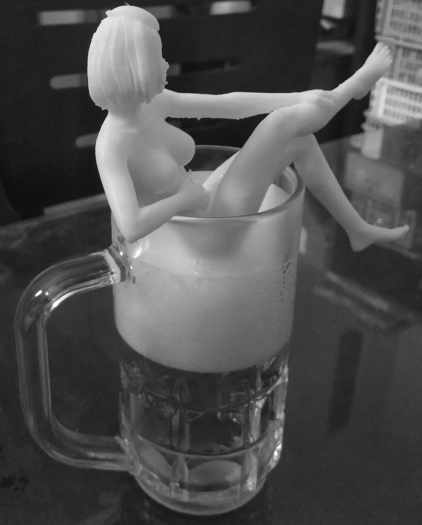Sexy Girl Bathing in Beer Foam
