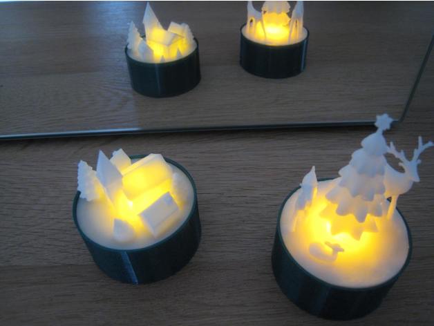 Christmas Xmas Winter Sceneries For Led Tealight