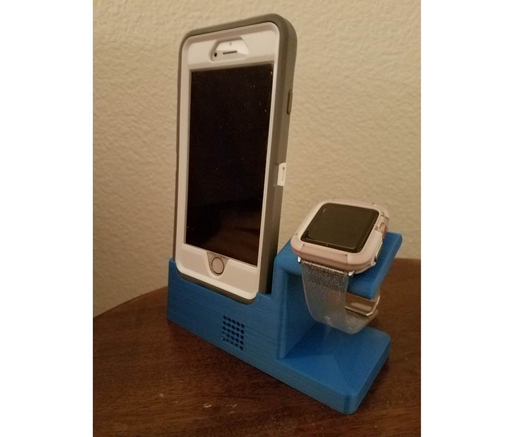 iPhone 6 with otter box defender case and apple watch stand
