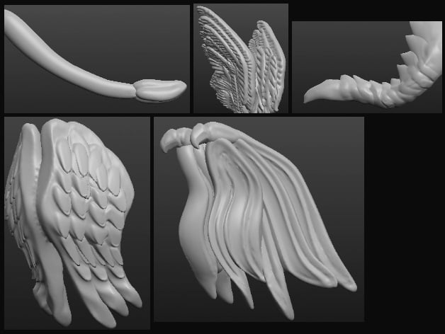Sculptris OBJ Bits: Wings and Tails