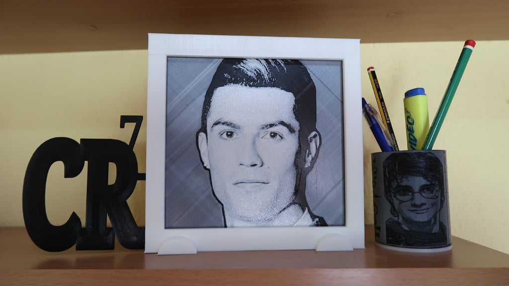 Dibujo 3D Cristiano Ronaldo cr7 con marco