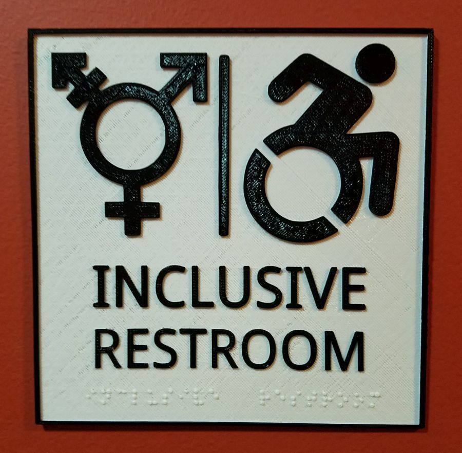 Inclusive Restroom Sign with Braille