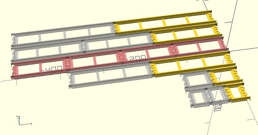 Lego City Train Track compatible straight OpenSCAD  smuk version