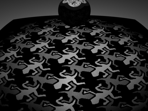 Stereographic projection MC Escher lizards grayscale