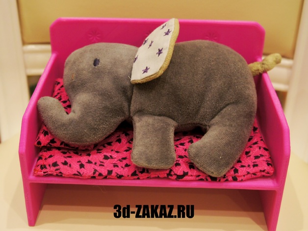 Bed for the elephant and chair for toddler