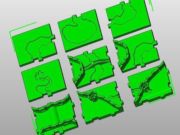carcassonne game river add-on Interlocking 3D tiles