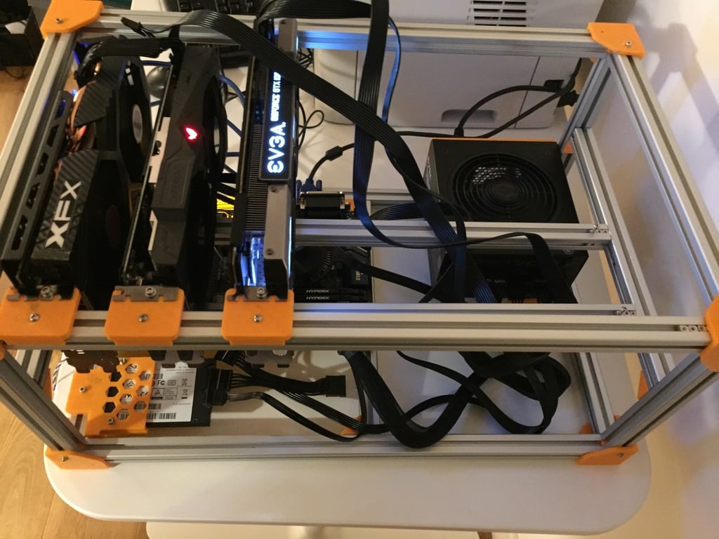 Mining Rig Open Air Frame 2020 Extrusion and 3D printed parts v2