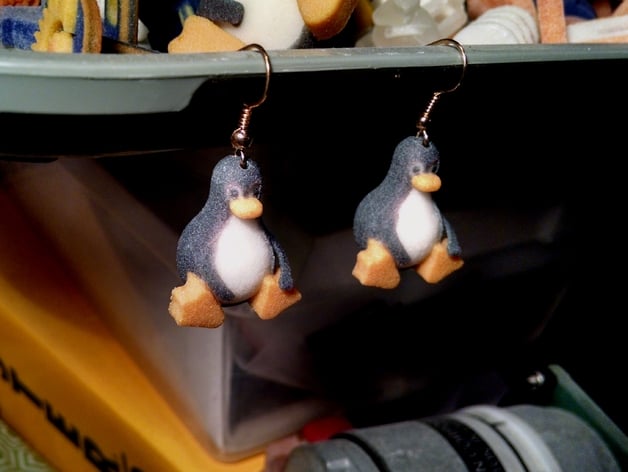 Tux Earrings, Full-Color Linux Penguin Earrings