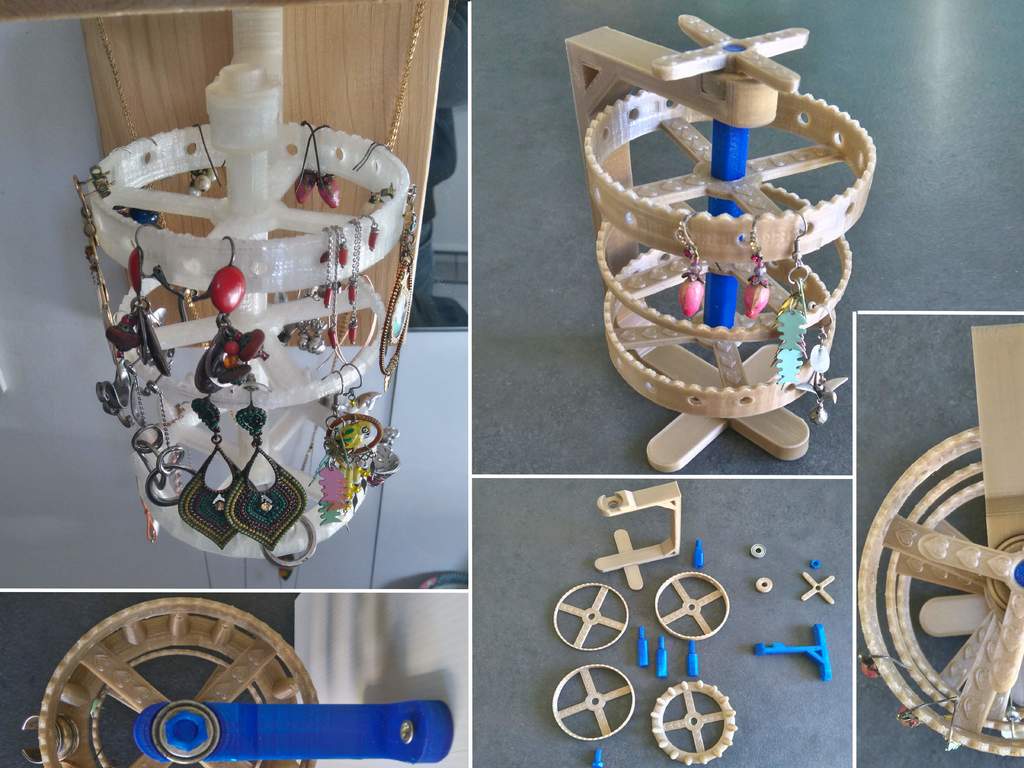 jewelry carousel . modular . ring - earring - neacklace . organizer . display stand . fully 3D printable . print