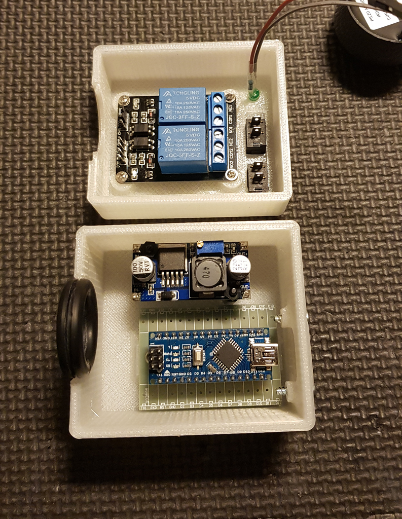 Arduino nano + 2 channel arduino relay + voltage stepdown box