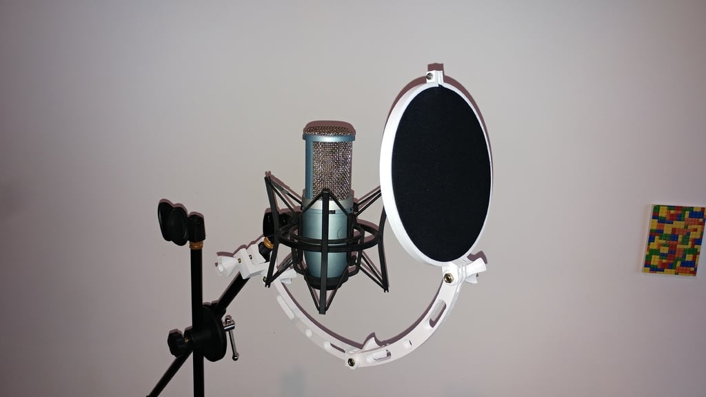 Complete Pop filter / Wind screen with clamp for mic stand
