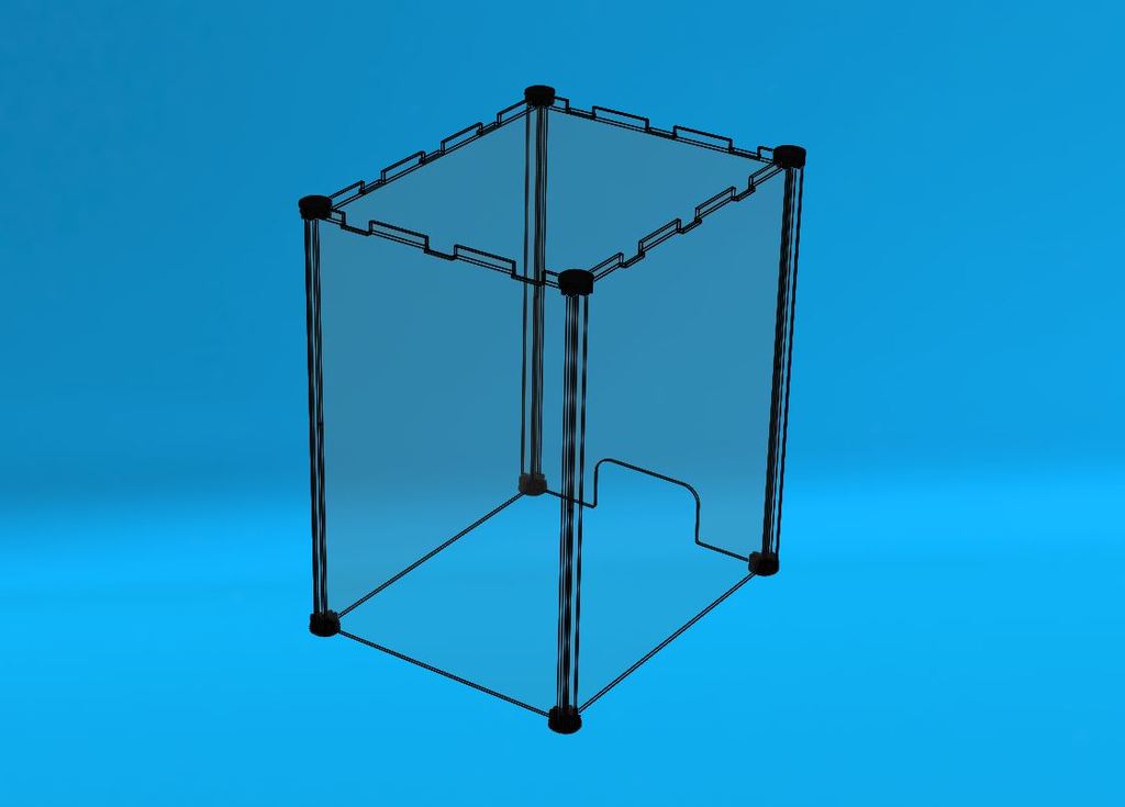 PERSPEX ENCLOSURE (SLOTTED) WITH PLASTIC CORNERS FOR CREALITY PRINTER