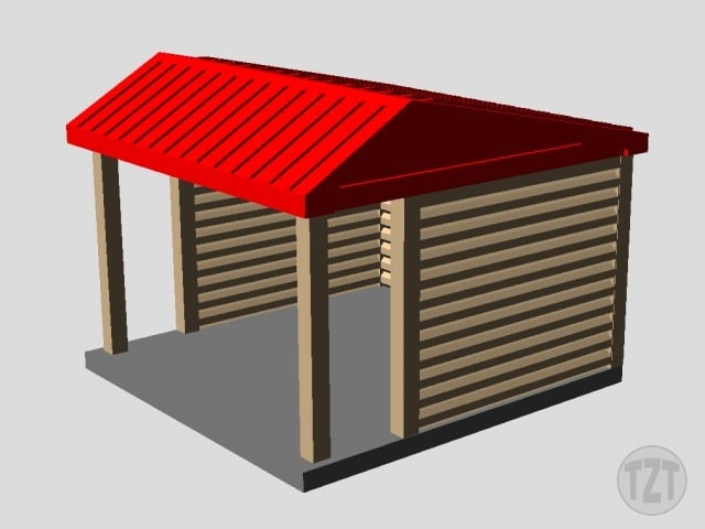 Log Cabin, Lean In Shelter, (HO, O, N scale model railroad layout)