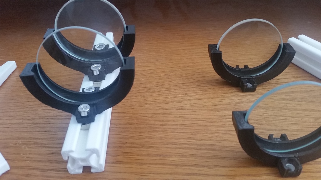 Freestanding or T-slot lens holder for 50mm lenses 