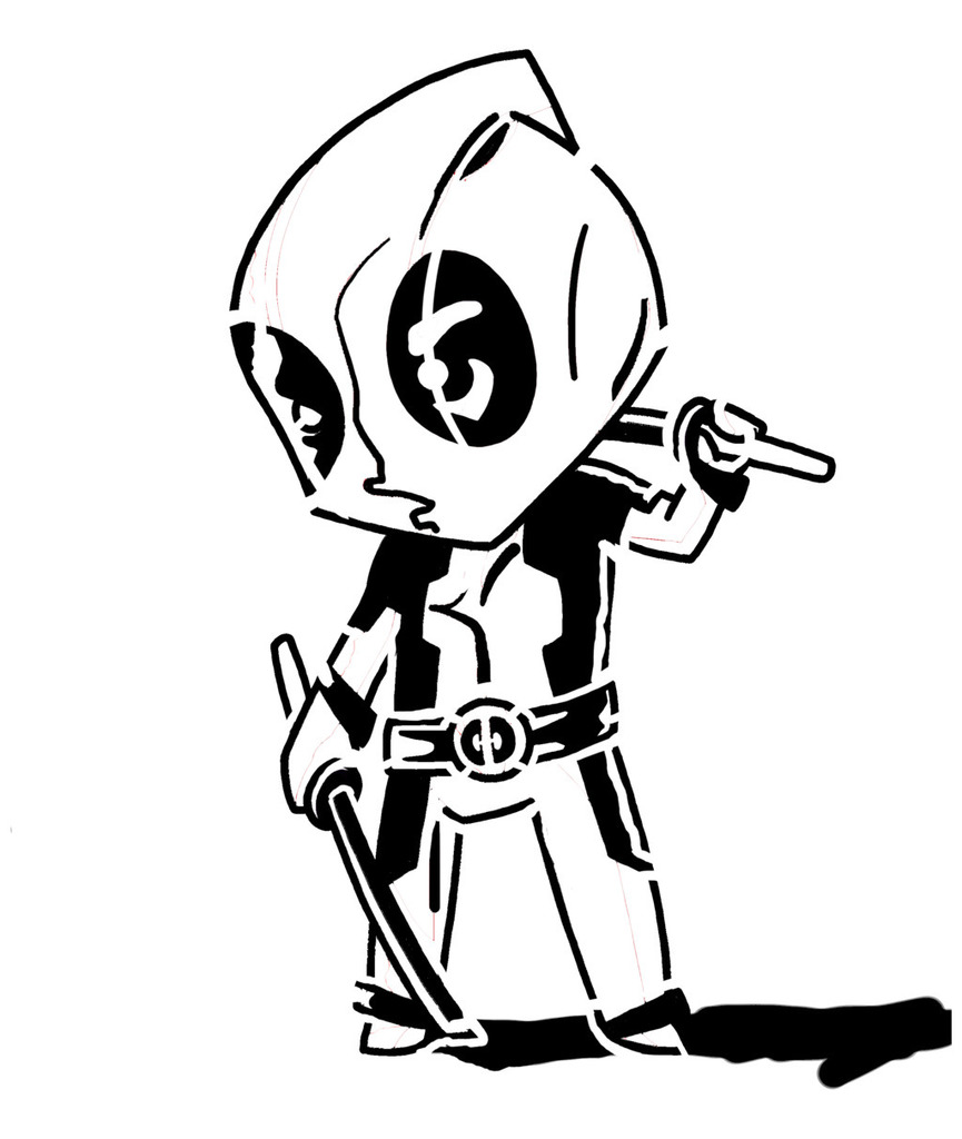 Chibi Deadpool stencil 3