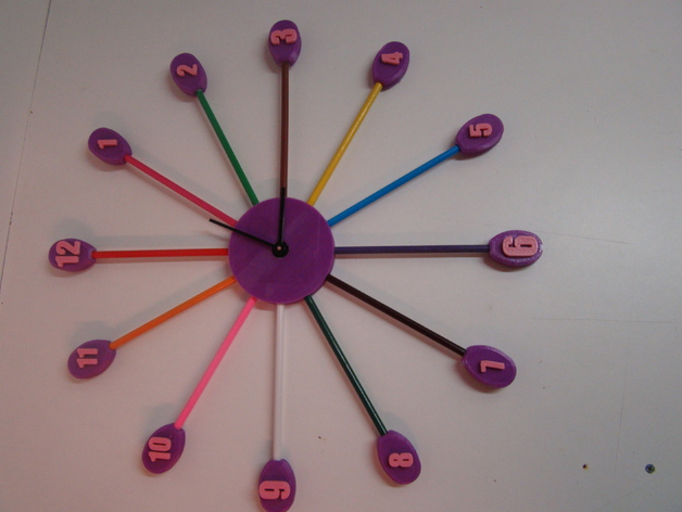 3D Printed Wall clock with lots of colors.