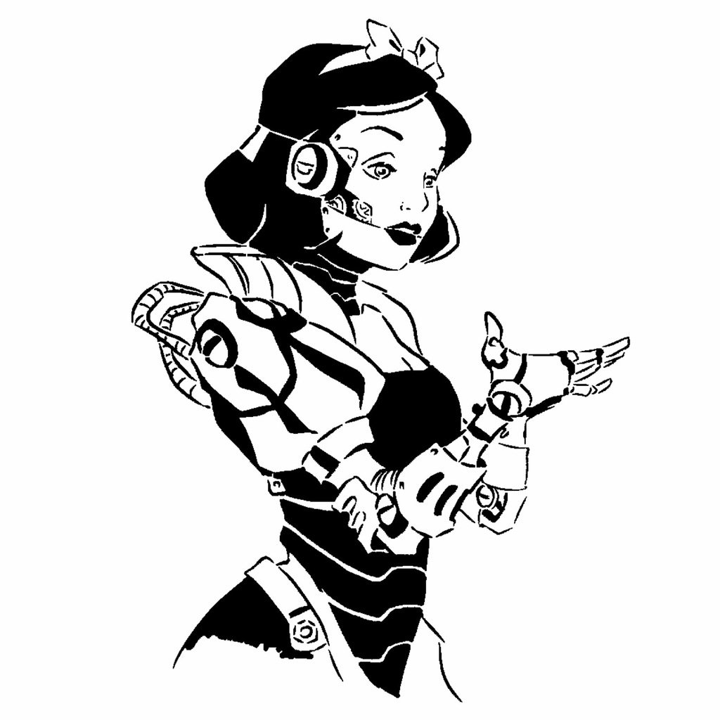 Cyborg Snow White stencil