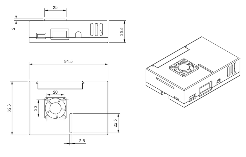 Raspberry Pi 3 Model B CASE with FAN (VESA support)