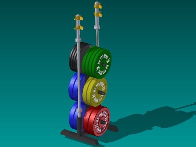 Desktop Olympic Weight Set (Bumper Plates, Barbell, Clips & Weight Tree)