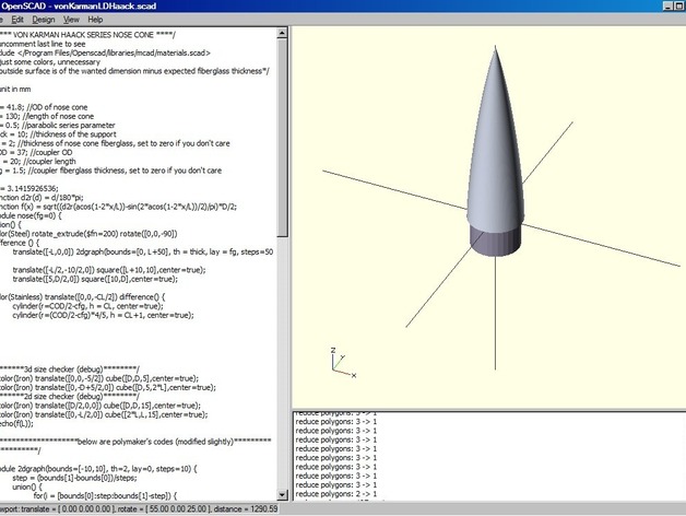 Von Karman/LD Haack series nose cone fiberglass template