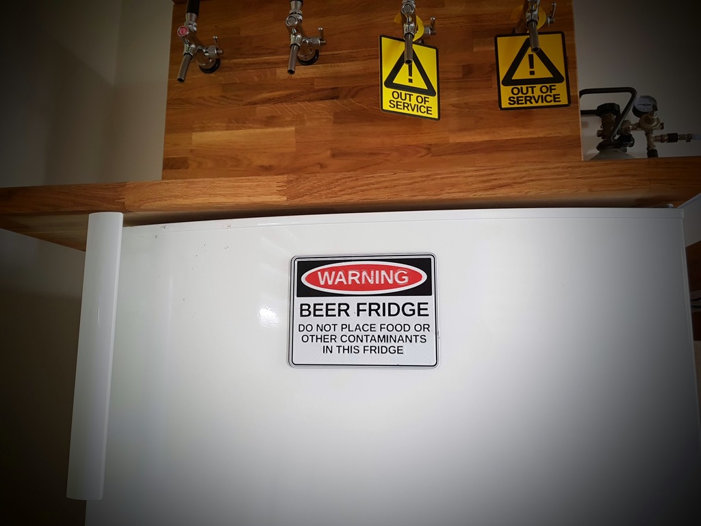 Warning beer fridge