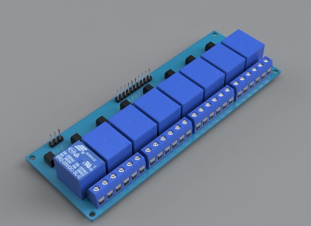  8-channel relay 5V module, FUSION 360, overall layout