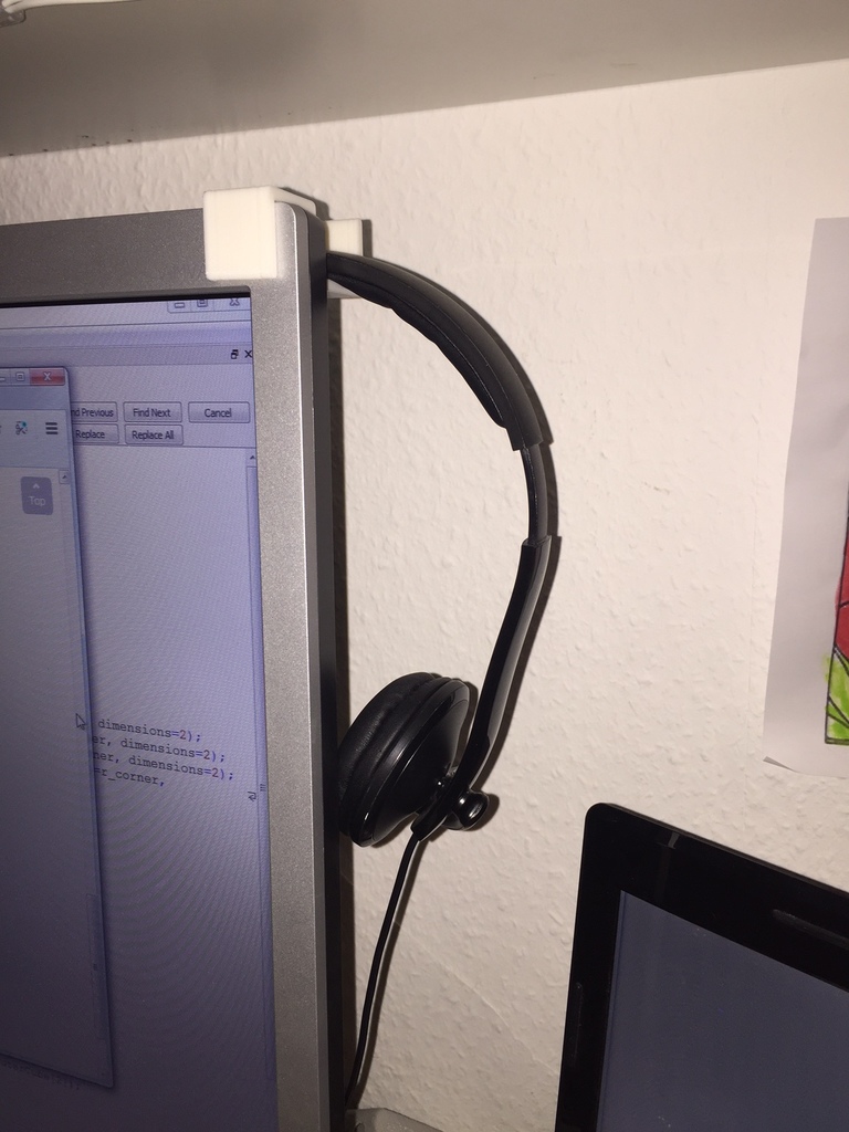 Headset hook for monitor / Kophörerhalter - customizable