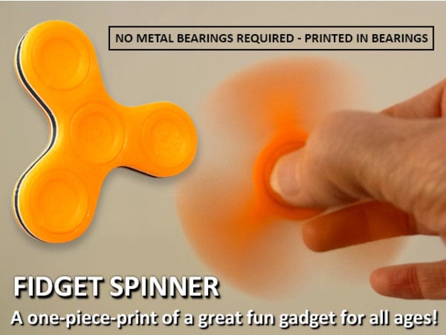 Fidget Spinner - One-Piece-Print / No Bearings Required!