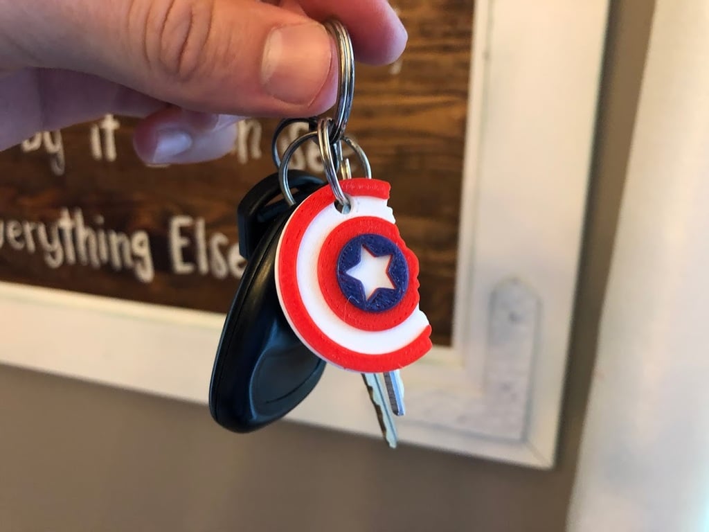 Captain America Broken Shield Keychain