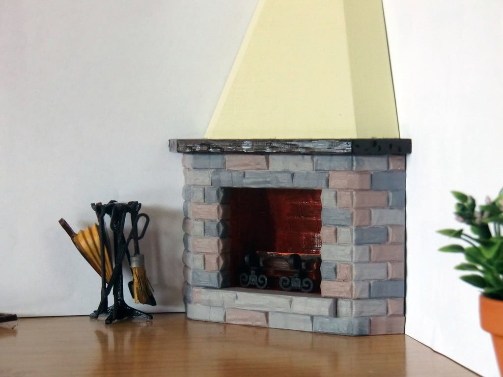 Corner Fireplace for Dollhouse 1:12 scale