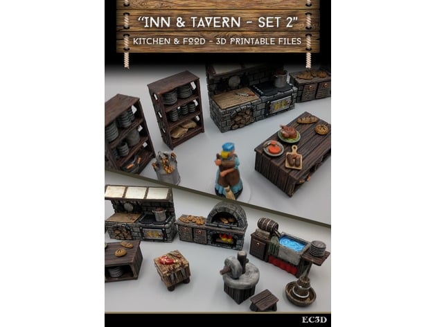 Image of Inn & Tavern Items - Set 2 - Kitchen and Food - 28mm gaming - Sample Items
