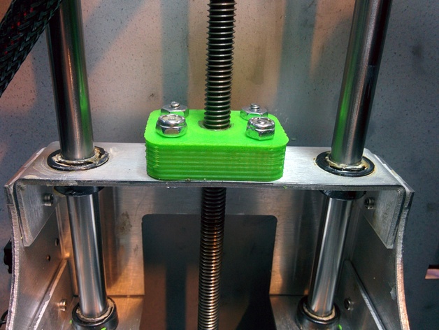 Slop nut z-wobble fix, for solidoodle printers with aluminum bed.